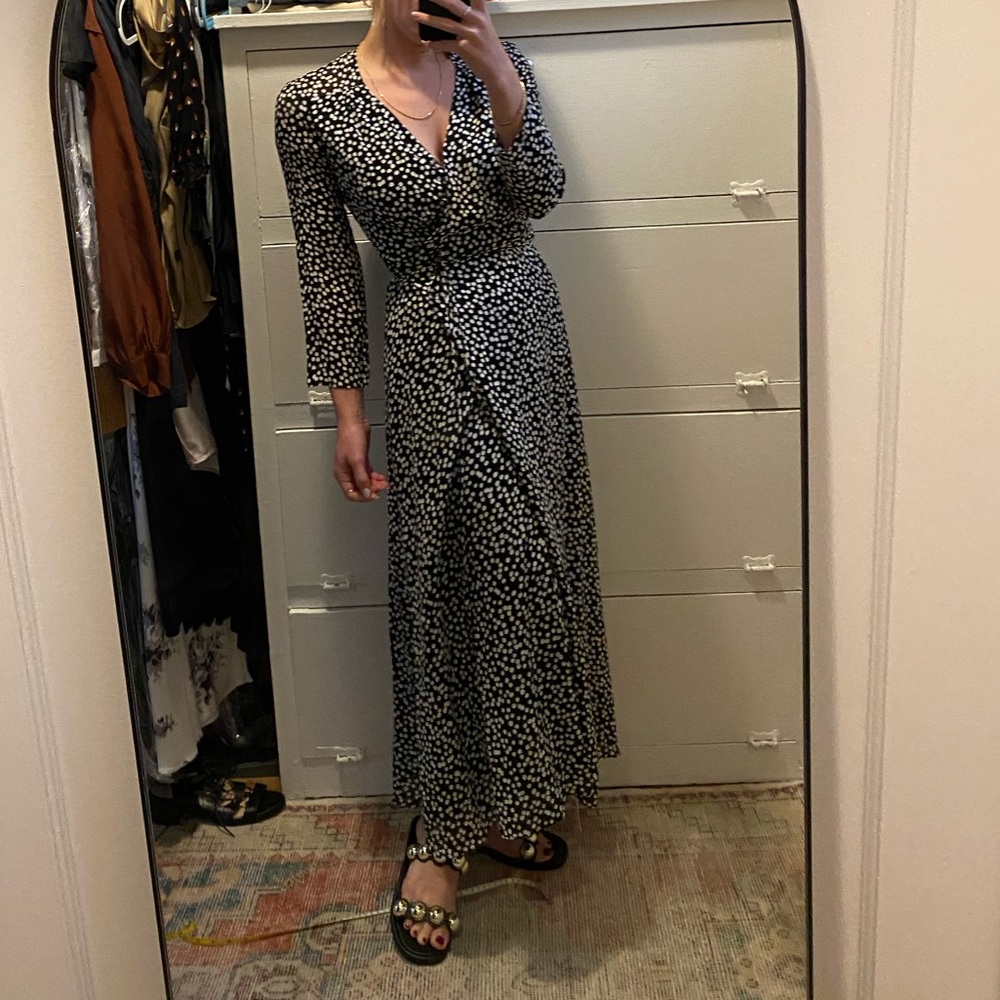 Reformation wrap dress.